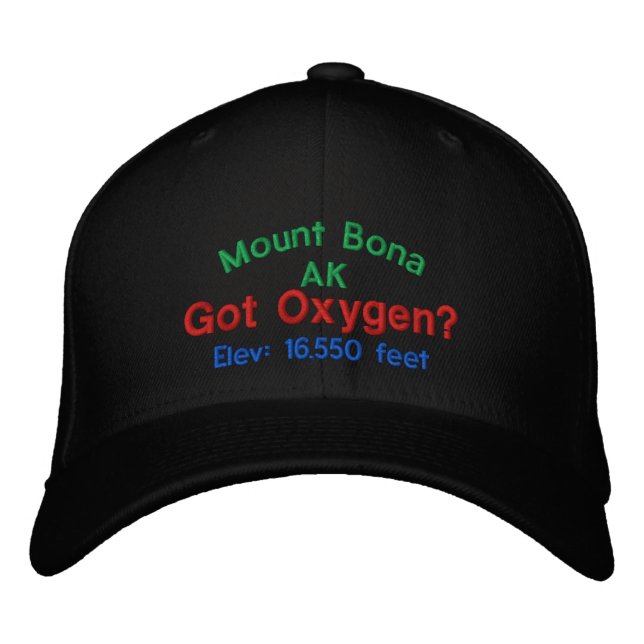 Gorra Bordada Monte Bona Alaska Elevación Cap (Anverso)