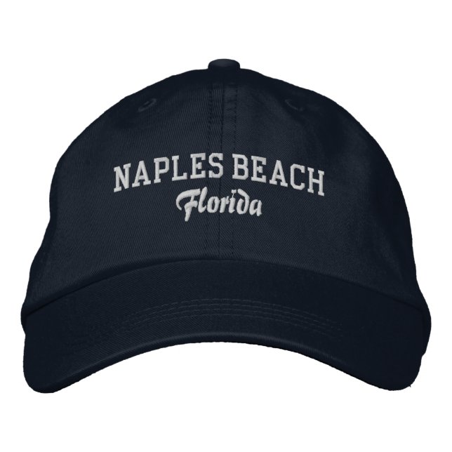 Gorra Bordada Nápoles Beach Florida Sombrero de Béisbol Embrogad (Anverso)