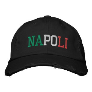Gorra Bordada NAPOLI Nápoles Italia Estilo Vintage Blanco Verde