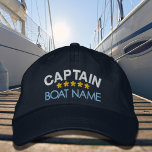 Gorra Bordada Nautical Captain Your Boat Name Personalized Cap<br><div class="desc">Nautical Captain Your Boat Name Personalized Cap Dark Blue</div>