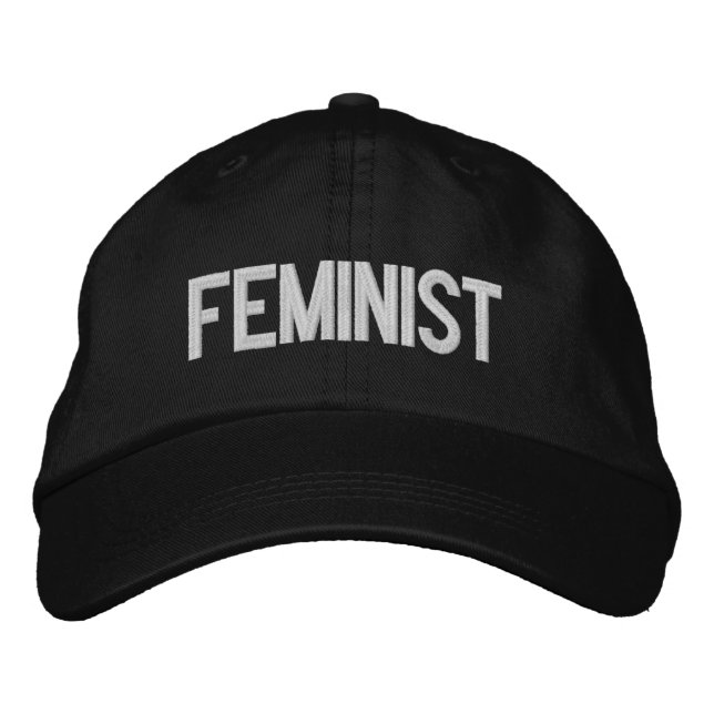 Gorra Bordada Negrita moderna de blanco negro feminista (Anverso)