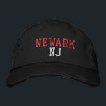 Gorra Bordada NEWARK NJ rojo y blanco sobre el estilo de cosecha<br><div class="desc">Bbordado rojo y blanco NEWARK NJ en gorra de algodón de estilo vintage con aflicción negra. El bordado es el personalizable a otras opciones de color al seleccionar el botón de la herramienta "Editar diseño". También está disponible la opción para seleccionar la elección del color gorra en la página principal...</div>
