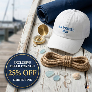Gorra Bordada Nombre de barco personalizado Yate náutico minimal