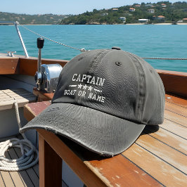 Gorra Bordada Nombre del barco Capitán Estrellas Náuticas Gris M