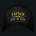Gorra Bordada Nombre del barco Capitán Estrellas Náuticas Plata<br><div class="desc">Navegar con estilo con un negro personalizado con gorra bordado en oro y plata con su capitán o título, su nombre o nombre de barco y estrellas. Varios colores de tapón e hilo de discusión entre los que elegir. Hace un gran regalo personalizado para el Día del Padre, el Día...</div>