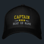 Gorra Bordada Nombre del barco Capitán Estrellas Náuticas Plata<br><div class="desc">Navegar con estilo con un negro personalizado con gorra bordado en oro y plata con su capitán o título, su nombre o nombre de barco y estrellas. Varios colores de tapón e hilo de discusión entre los que elegir. Hace un gran regalo personalizado para el Día del Padre, el Día...</div>