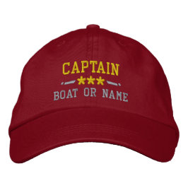 Gorra Bordada Nombre del barco Capitán Estrellas Náuticas Plata 