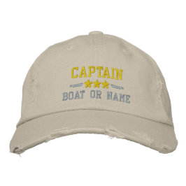 Gorra Bordada Nombre del barco Capitán Estrellas Náuticas Plata 