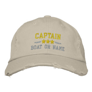 Gorra Bordada Nombre del barco Capitán Estrellas Náuticas Plata