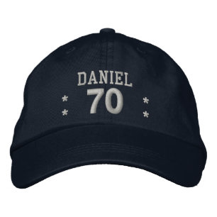 Gorra Bordada Nombre personalizado de 70 cumpleaños RED SILVER V