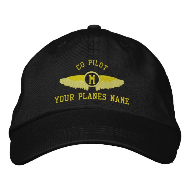 Gorra Bordada Nombre y monograma del avión del personalizado pil (Anverso)