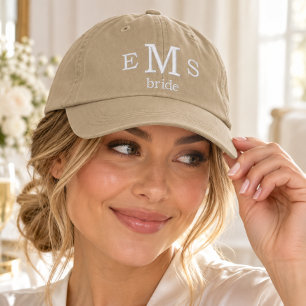 Gorra Bordada Novia Elegante con Monograma Personalizado