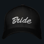 Gorra Bordada Novia escritura personalizado blanco negro boda el<br><div class="desc">Bride personalizado blanco y negro guión elegante boda de moda Borrada gorra de béisbol. Personalizable de texto blanco,  fondo negro. Disponible en muchos colores y opciones de estilo.</div>