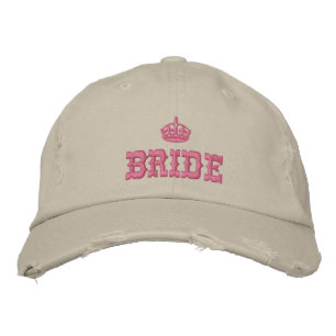 Gorra Bordada Novia rosa con corona