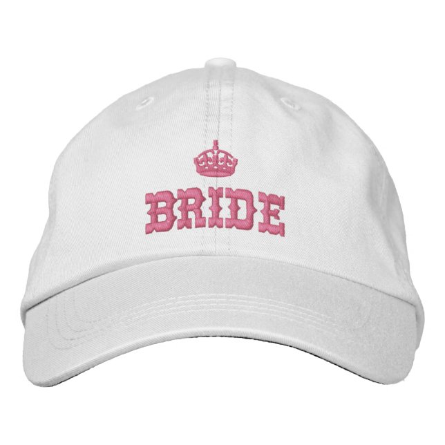 Gorra Bordada Novia rosa con corona (Anverso)