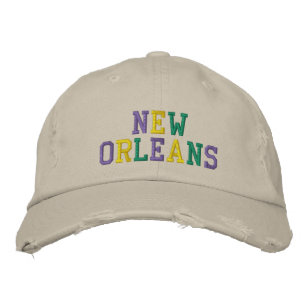 Gorra Bordada NUEVA ORLEANS Oro Púrpura algodón verde afligido