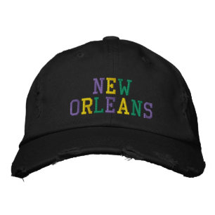 Gorra Bordada NUEVOS ORLEANOS Morado Oro Verde Negro angustiado
