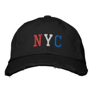 Gorra Bordada NYC Estilo Vintage Azul Rojo Estadounidense