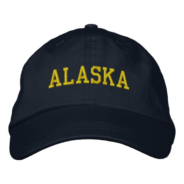Gorra Bordada Oro amarillo ALASKA sobre azul marino (Anverso)