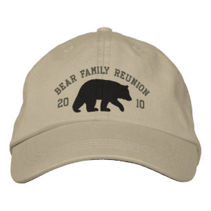 Gorra Bordada Oso Negro con Texto Personalizable