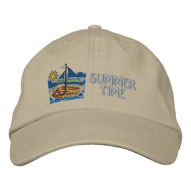 Gorra Bordada Palabras De Verano Y Barco  (Anverso)
