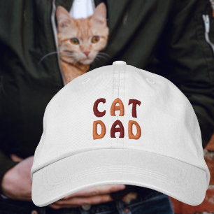 Gorra Bordada Papá Gato Tipografía Naranja y Marrón