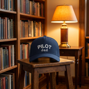 Gorra Bordada Papá Piloto Azul Aviación Nombre Personalizado Jub