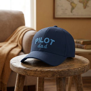 Gorra Bordada Papá Piloto Azul Aviación Nombre Personalizado Jub
