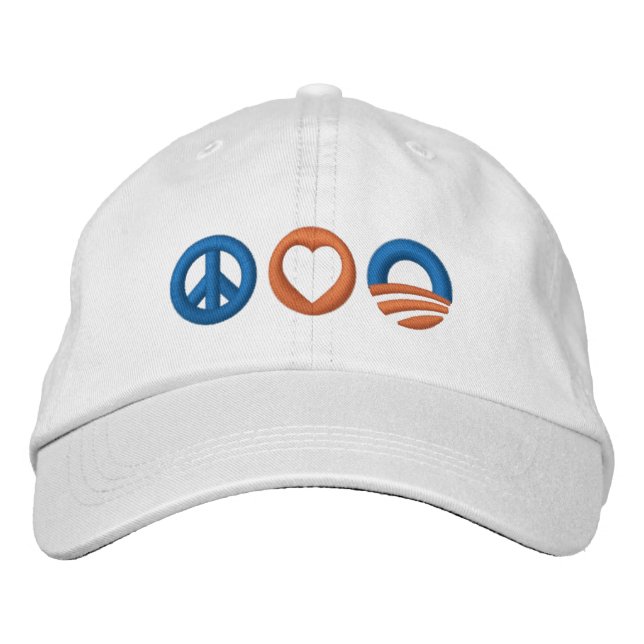 Gorra Bordada Paz Amar a Obama (Anverso)