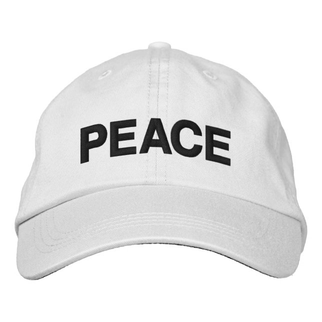 Gorra Bordada Paz blanco negro minimalista texto moderno persona (Anverso)
