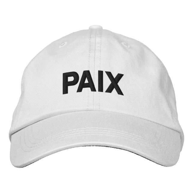 Gorra Bordada Paz Paix en el personalizado blanco francés negro  (Anverso)
