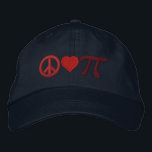 Gorra Bordada Peace Love Pi<br><div class="desc">A whimsical Pi embroidery design. This custom embroidered baseball cap is making for a great humorous gift for the mathematician, the geek, the inquisitive mind. Great for a student, a teacher, an engineer or anyone that has this thing with numbers. Embroidery designs are available in a selection of popular color...</div>