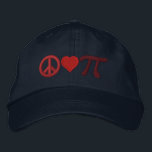 Gorra Bordada Peace Love Pi<br><div class="desc">A whimsical Pi embroidery design. This custom embroidered baseball cap is making for a great humorous gift for the mathematician, the geek, the inquisitive mind. Great for a student, a teacher, an engineer or anyone that has this thing with numbers. Embroidery designs are available in a selection of popular color...</div>