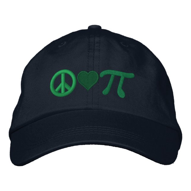 Gorra Bordada Peace Love Pie as in Pi (Anverso)