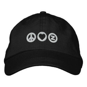 Gorra Bordada Peace Love Zazzle