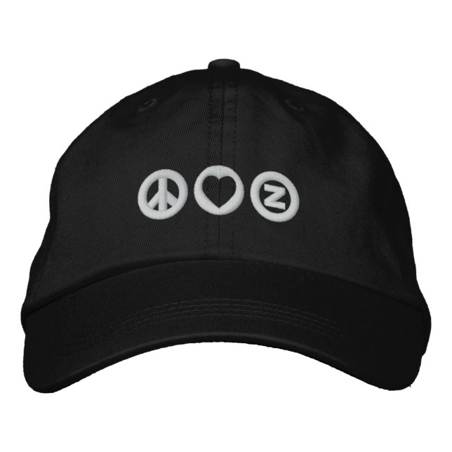 Gorra Bordada Peace Love Zazzle (Anverso)