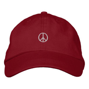 Gorra Bordada Pequeño símbolo de paz blanca rojo