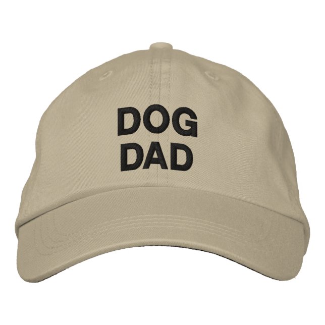 Gorra Bordada Perro Papá beige personalizado negro texto amante  (Anverso)