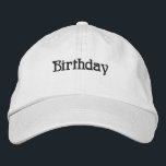 Gorra Bordada Personalizado Cumpleaños Texto Deseos Color negro<br><div class="desc">Color blanco bordado Gorras o mayúsculas color negro texto lindo cumpleaños texto nombre color blanco Gorra</div>