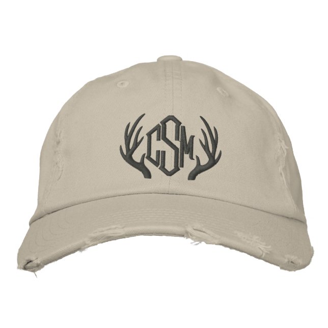 Gorra Bordada Personalizado Deer Antler Monograma Cap (Anverso)