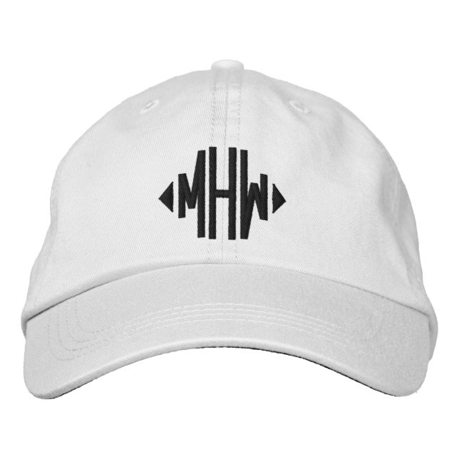 Gorra Bordada Personalizado monogramado blanco negro elegante (Anverso)