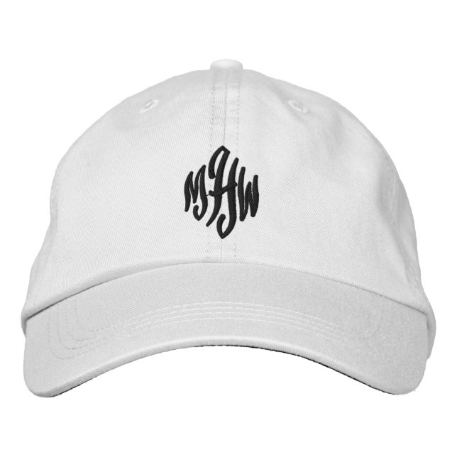Gorra Bordada Personalizado monogramado blanco negro elegante (Anverso)