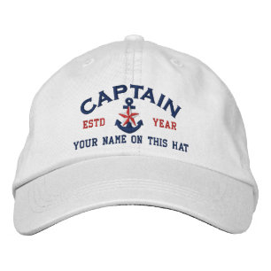 Gorra Bordada Personalizado Su Nombre Año Capitán Anclaje Estela