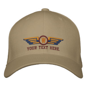 Gorra Bordada Personalized Monogram Aviation Laurels Pilot Wings