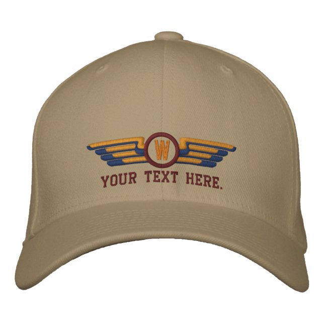Gorra Bordada Personalized Monogram Aviation Laurels Pilot Wings (Anverso)