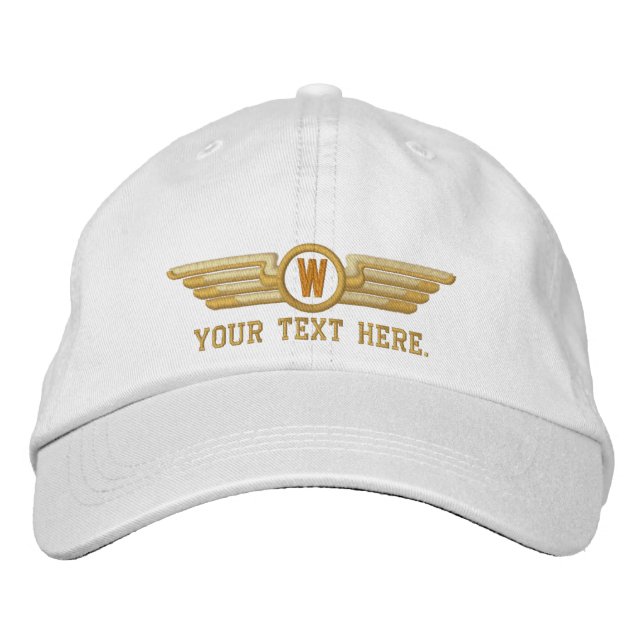Gorra Bordada Personalized Monogram Aviation Laurels Pilot Wings (Anverso)