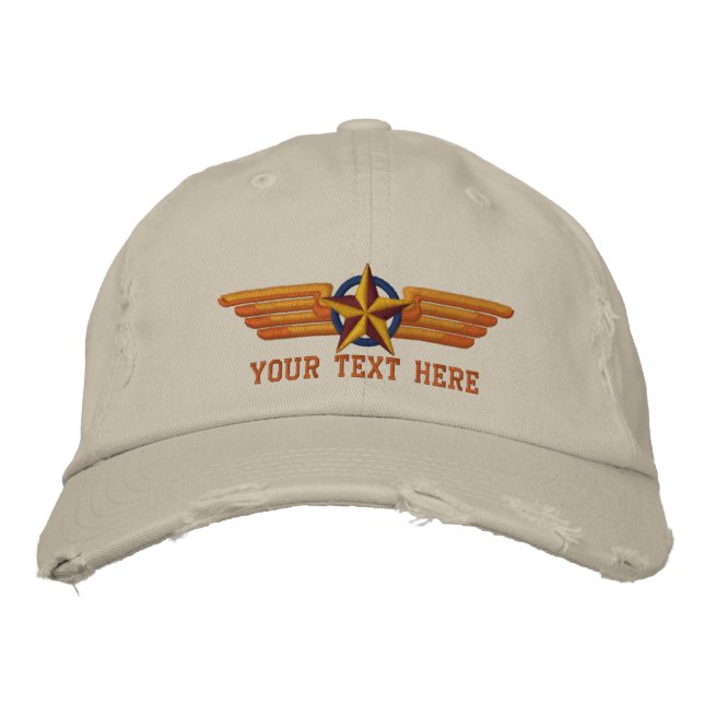 Gorra Bordada Personalized Star Badge Pilot Wings (Anverso)