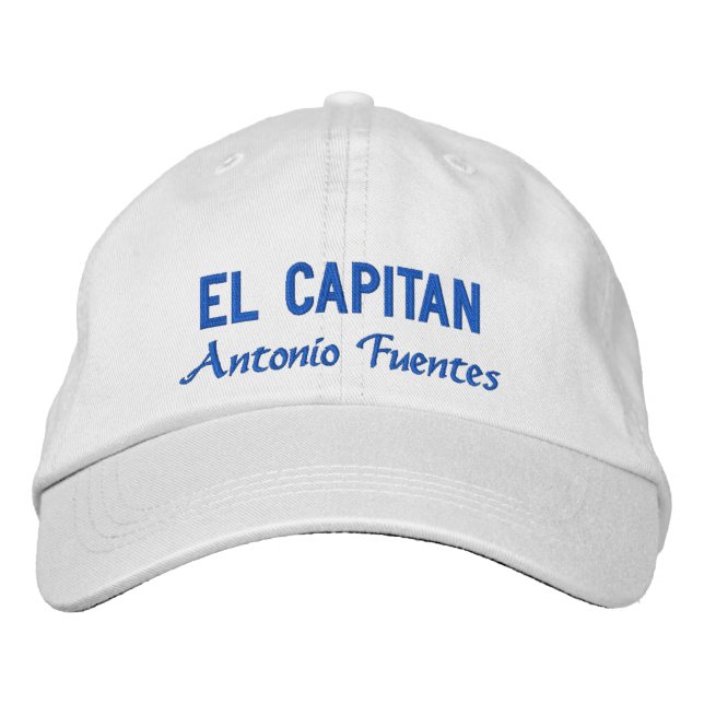 Gorra Bordada Pesca azul personalizada de El Capitan (Anverso)