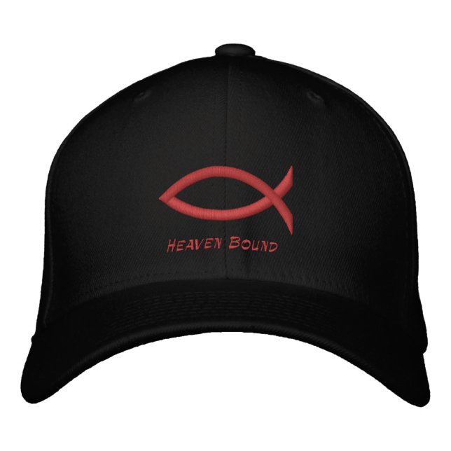 Gorra Bordada Pescado cristiano negro (Anverso)