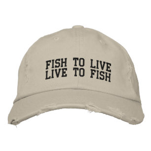 GORRA BORDADA PESCADO PARA VIVIR, VIVIR PARA PESCAR